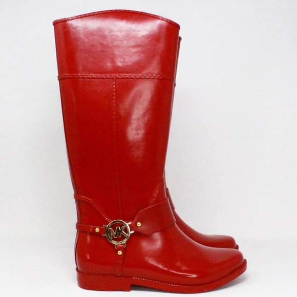 *ON SALE* MICHAEL KORS #38314 Red Tall Rainboots (US 8 EU 38) - Picture 2 of 8